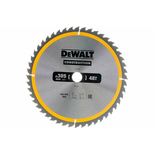 пильный диск dewalt construction dt1934 qz 165х20 мм Диск пильный 305 х 30 мм, 48 зубьев DT1959 DeWalt CONSTRUCTION по дереву с гвоздями