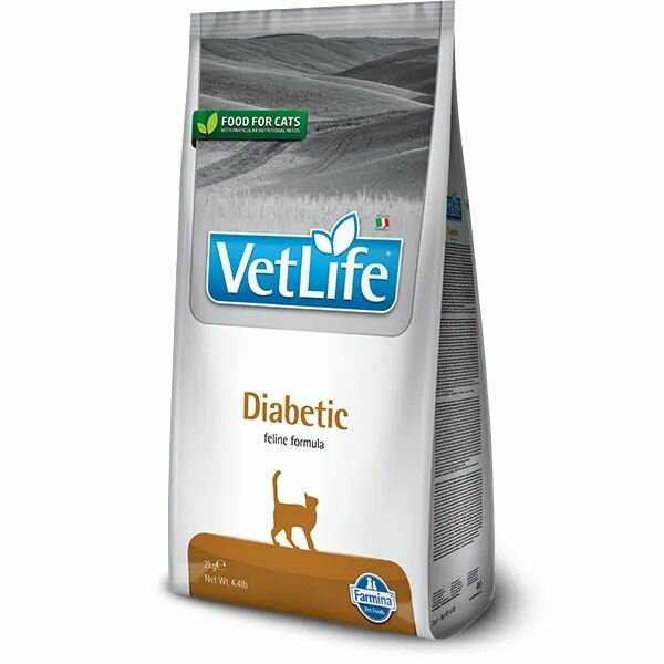 Сухой диетический корм Farmina для кошек Vet Life Diabetic больных сахарным диабетом 2 кг