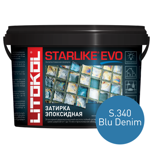 Эпоксидная затирочная смесь LITOKOL STARLIKE EVO S.340 Blu Denim, 1 кг