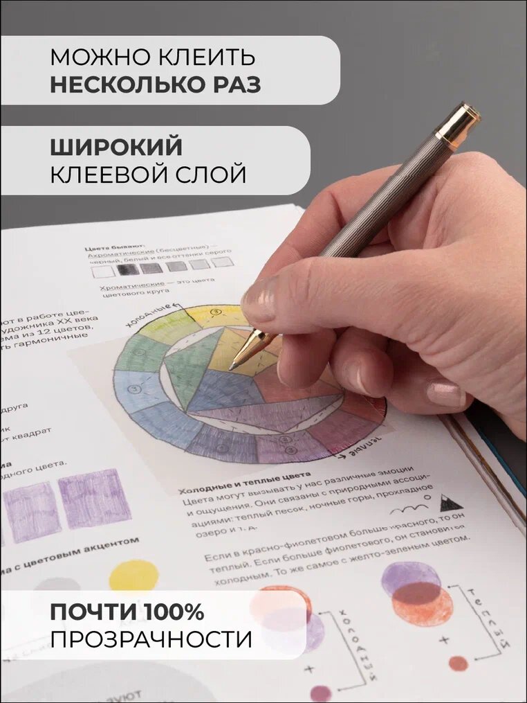 Прозрачные стикеры для заметок AXLER липкие / самоклеящиеся 50 штук на прозрачной основе 75*75мм для срисовки и книг набор 2 блока — фото 1