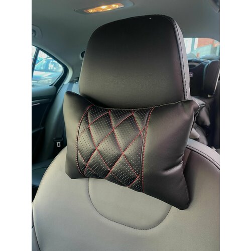 Подушка автомобильная из экокожи под голову, подголовник в машину для водителей