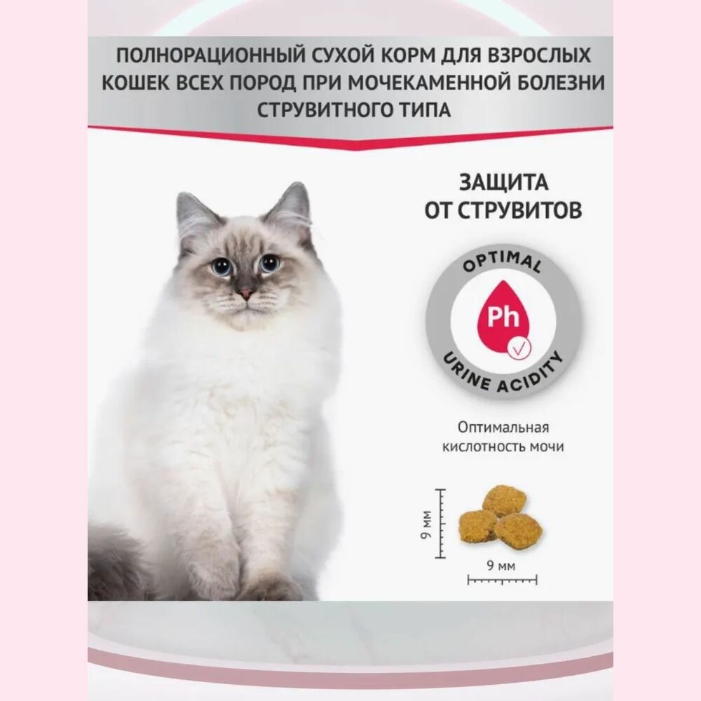 Сухой корм "Мираторг Expert Struvite для взрослых кошек всех пород при мочекаменной болезни струвитного типа, 10 пачек по 400 грамм — фото 1