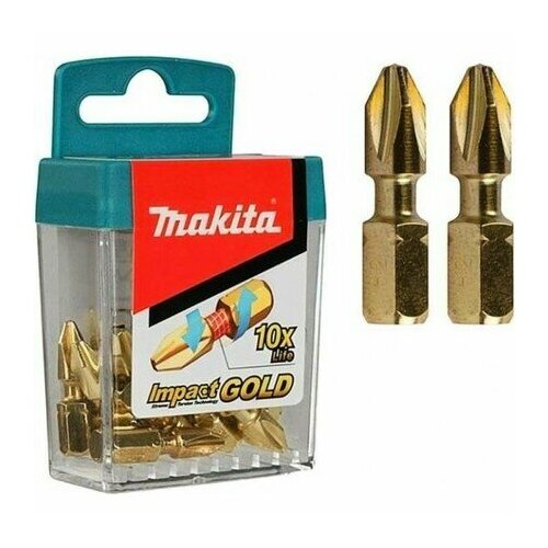 MAKITA B-39534-10 Набор бит Impact Gold PZ2, 25 мм, C-form (10 шт в наборе, в упаковке 10 наборов)