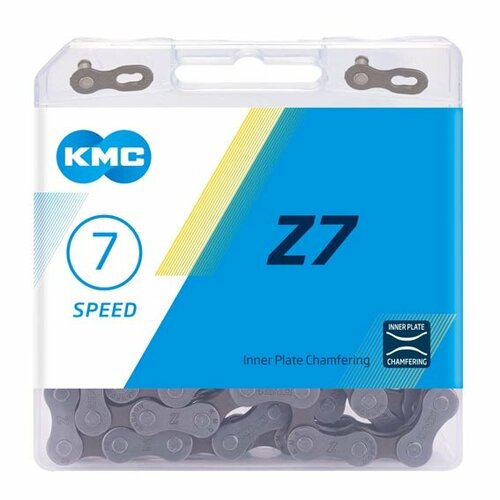 KMC Цепь KMC Z-7 Grey, 6/7 скоростей, 114 звеньев цепь велосипеда shimano 6 7 8 скоростей ig51