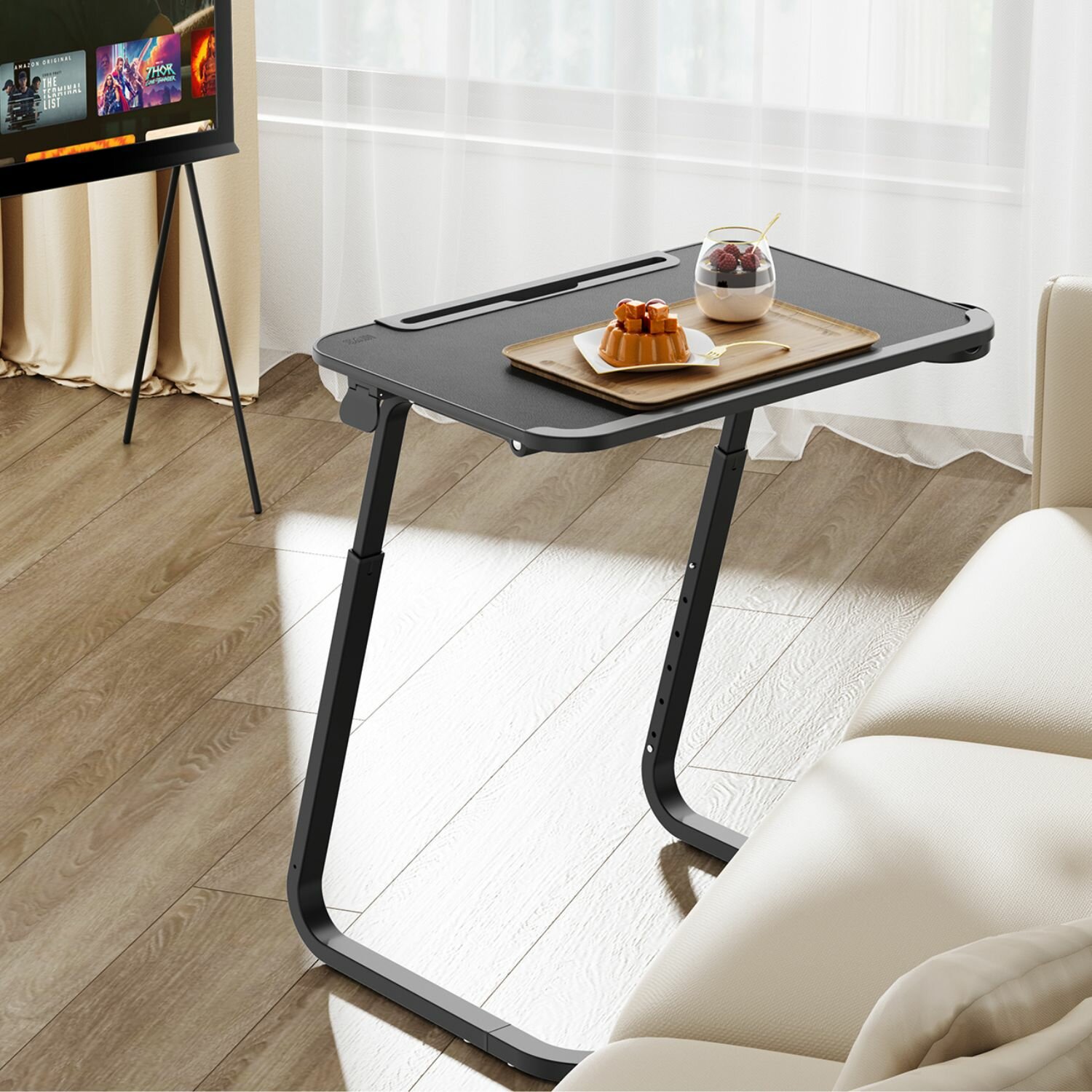 SAIJI Прикроватный столик для ноутбука, столик поднос для завтрака, черный — фото 1