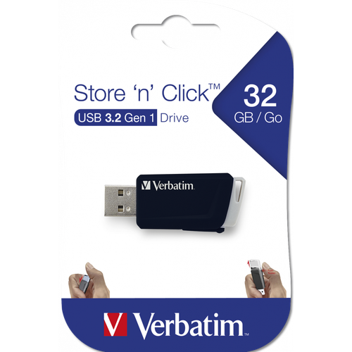 Флеш-накопитель Verbatim Store 'n' Click USB 3.2 Gen 1 32GB, R/W 80/25 МБ/с