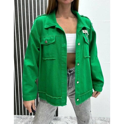 фото Джинсовая куртка diffberd, размер 56, зеленый