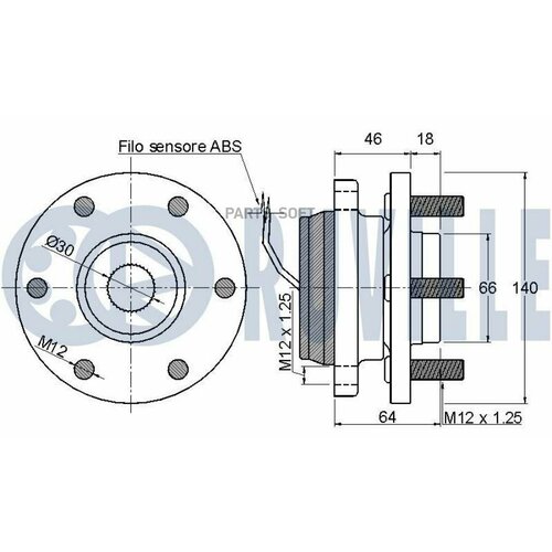 RUVILLE 221262 Подшипник-ступица NISSAN Pathfinder 2.5 dCi Navara (D40) 4WD 2.5 dCi Pathfinder T.T.