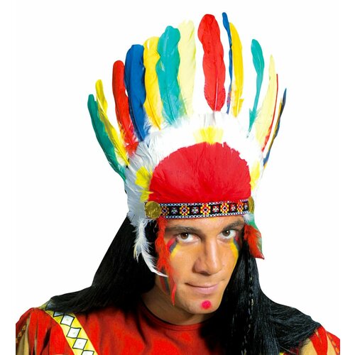Перья индейца карнавальный костюм головной убор riota перья индейца разноцветный