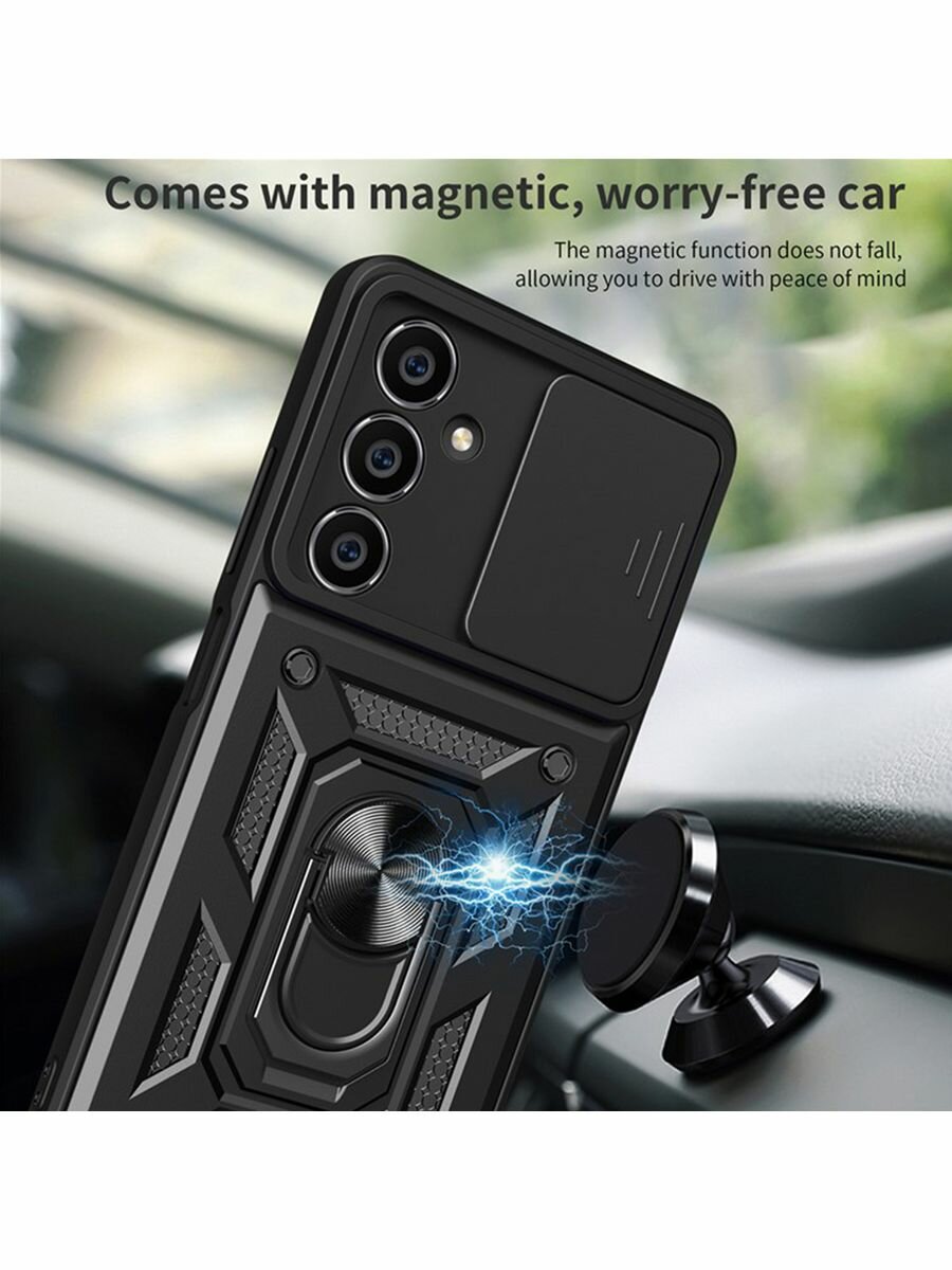 Противоударный чехол на Samsung Galaxy A15 с магнитом, черный — фото 1