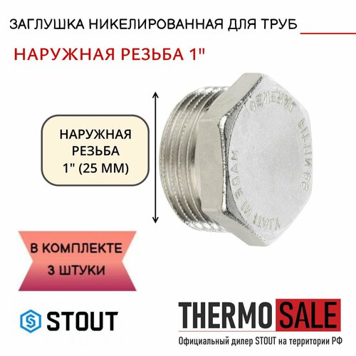 Заглушка НР никелированная 1 STOUT 3 шт в комплекте SFT-0025-000001 заглушка нр никелированная 1 stout 10 шт в комплекте sft 0025 000001