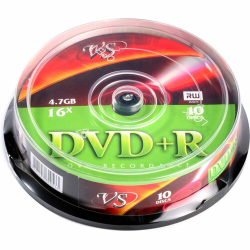 vs диск dvd r диски 4 7gb 16x cake box 10шт 20410 Носители информации DVD+R 4,7 GB 16x, VS, 10шт/уп