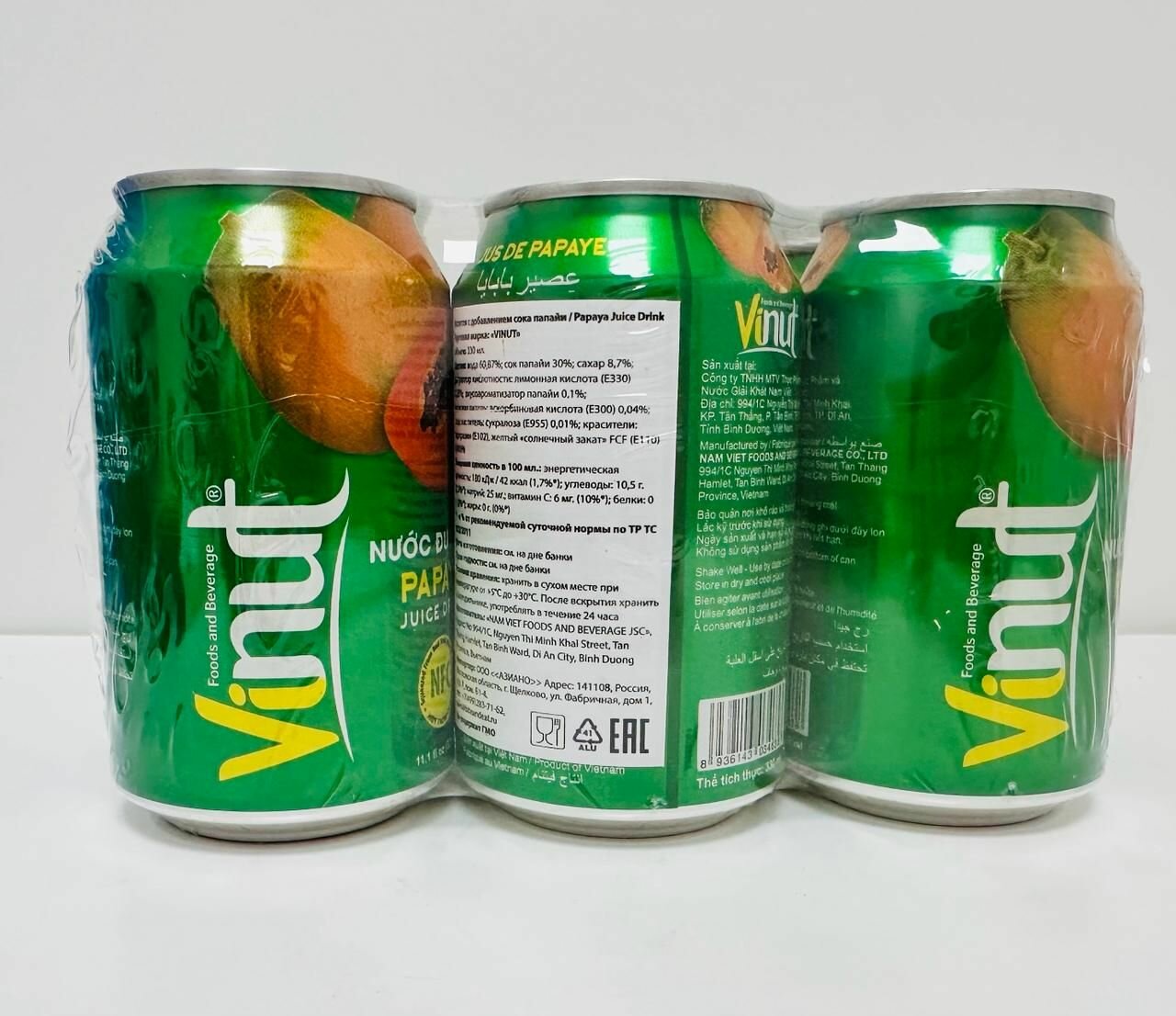 Напиток Vinut сокосодержащий, безалкогольный, негазированный, 6 штук по 330 мл