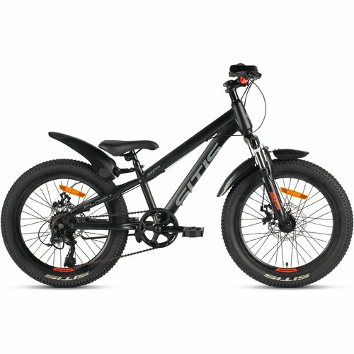 Велосипед SITIS FLASH 20 7sp 2024 Black-Grey-Orange детский для мальчиков сталь 7 скоростей дисковые механические колеса 20 рост 120-135 см 2111100₽