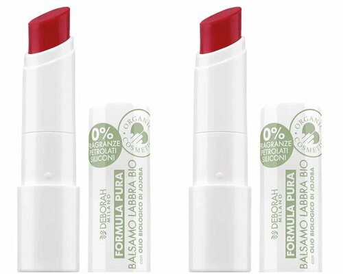 Помада-бальзам для губ Deborah Milano Formula Pura Lip Balm, тон 05 Красный, 3,75 гр, 2 шт