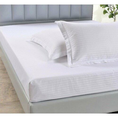 Простынь натяжная 90х200х25 страйп сатин полоса 3см поперек