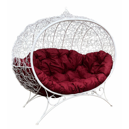 Диван M-group улей на ножках с ротангом белый бордовая подушка 37950₽