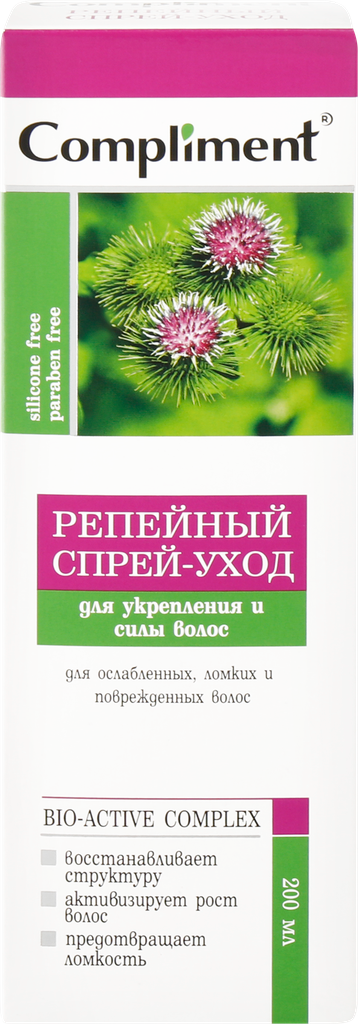 Спрей для волос COMPLIMENT Репейный для укрепления и силы волос, 200мл