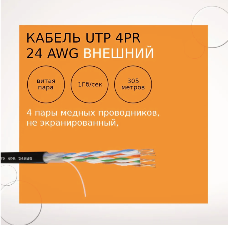 Кабель NetLink NL-CU UTP 4PR 24 AWG CAT5e 305м внешний