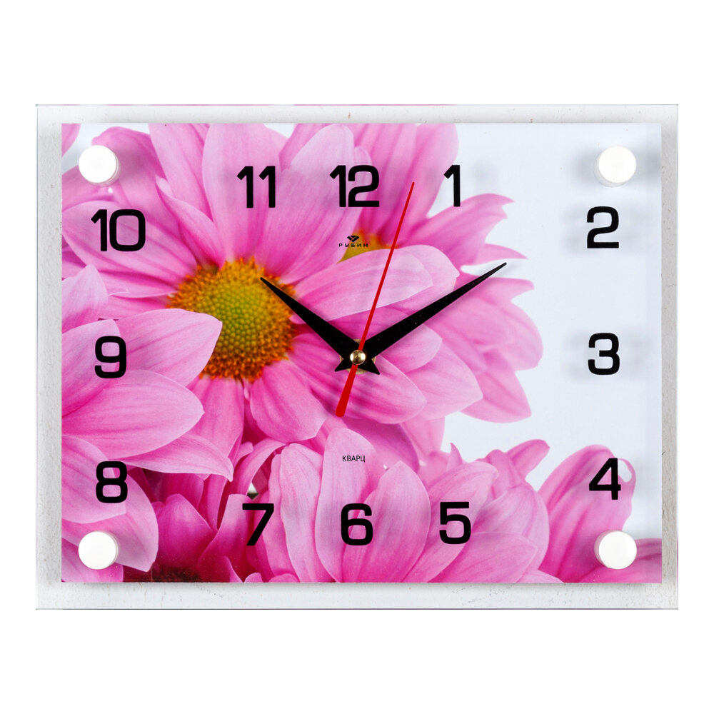 Часы настенные Рубин 2026-1232, Розовые хризантемы
