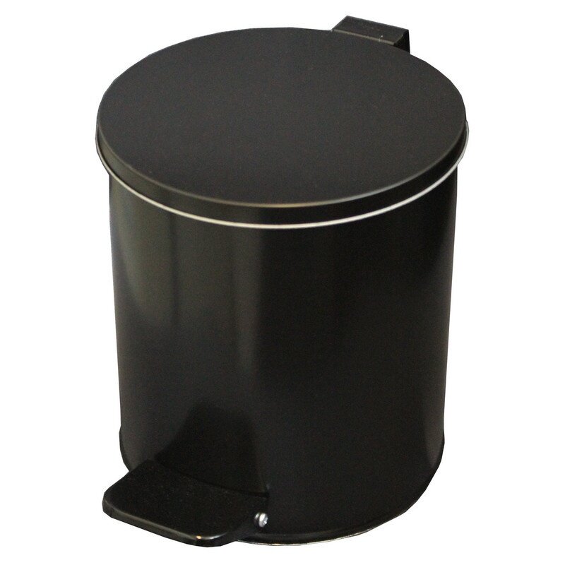 Урна для мусора КНР педальная стальная круглая, 7 л, черная, 200х230 мм