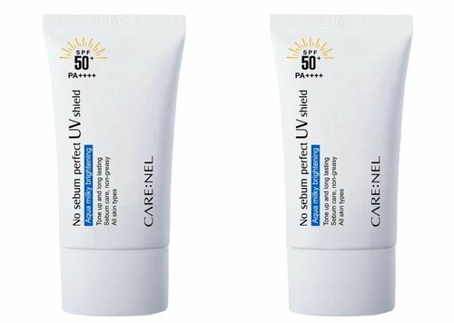 Крем для лица Care: Nel No sebum perfect UV shield SPF 50+, солнцезащитный матирующий, 50 мл , 2 шт