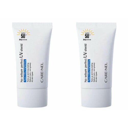 Крем для лица Care: Nel No sebum perfect UV shield SPF 50+, солнцезащитный матирующий, 50 мл , 2 шт