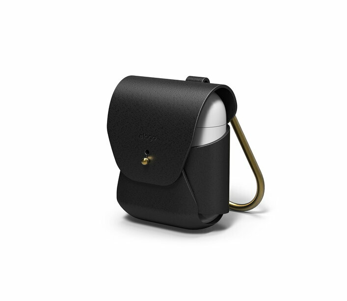 Elago для AirPods чехол Genuine leather hang case Black