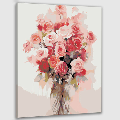 Картина по номерам 50х40 Розы в дар картина по номерам две картинки raduga хрустальная ваза с букетом ярких и красочных роз