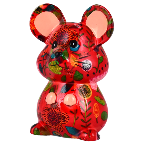 Мышка Марта красная с разноцветными цветками 1500₽
