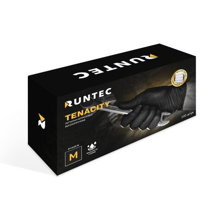 RUNTEC RT-GLVS-M Перчатки Tenacity нитриловые высокопрочные, размер M (100 штук)