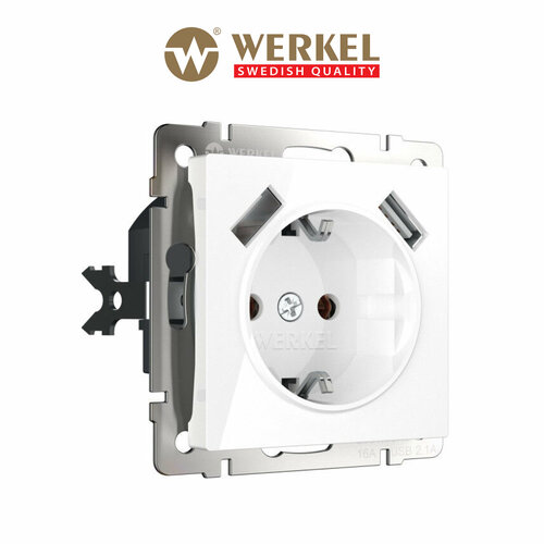 Розетка Werkel W1171501, 16 А, с защитной шторкой, с заземлением розетка werkel wl08 skgsc 01 ip44 16 а с защитной шторкой с заземлением