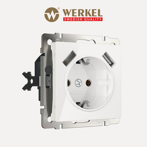 Изображение товара Розетка Werkel W1171501, 16 А, с защитной шторкой, с заземлением, белый