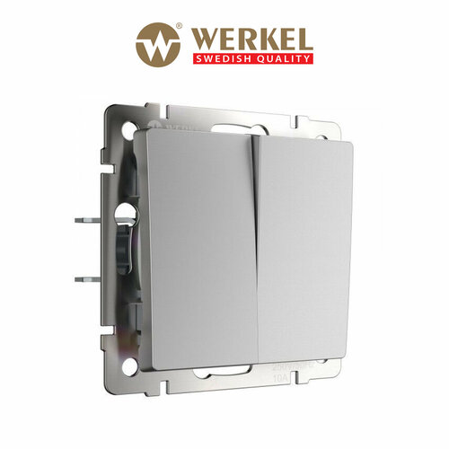 Перекрестный двухклавишный выключатель/переключатель Werkel W1123008 серебряный IP20