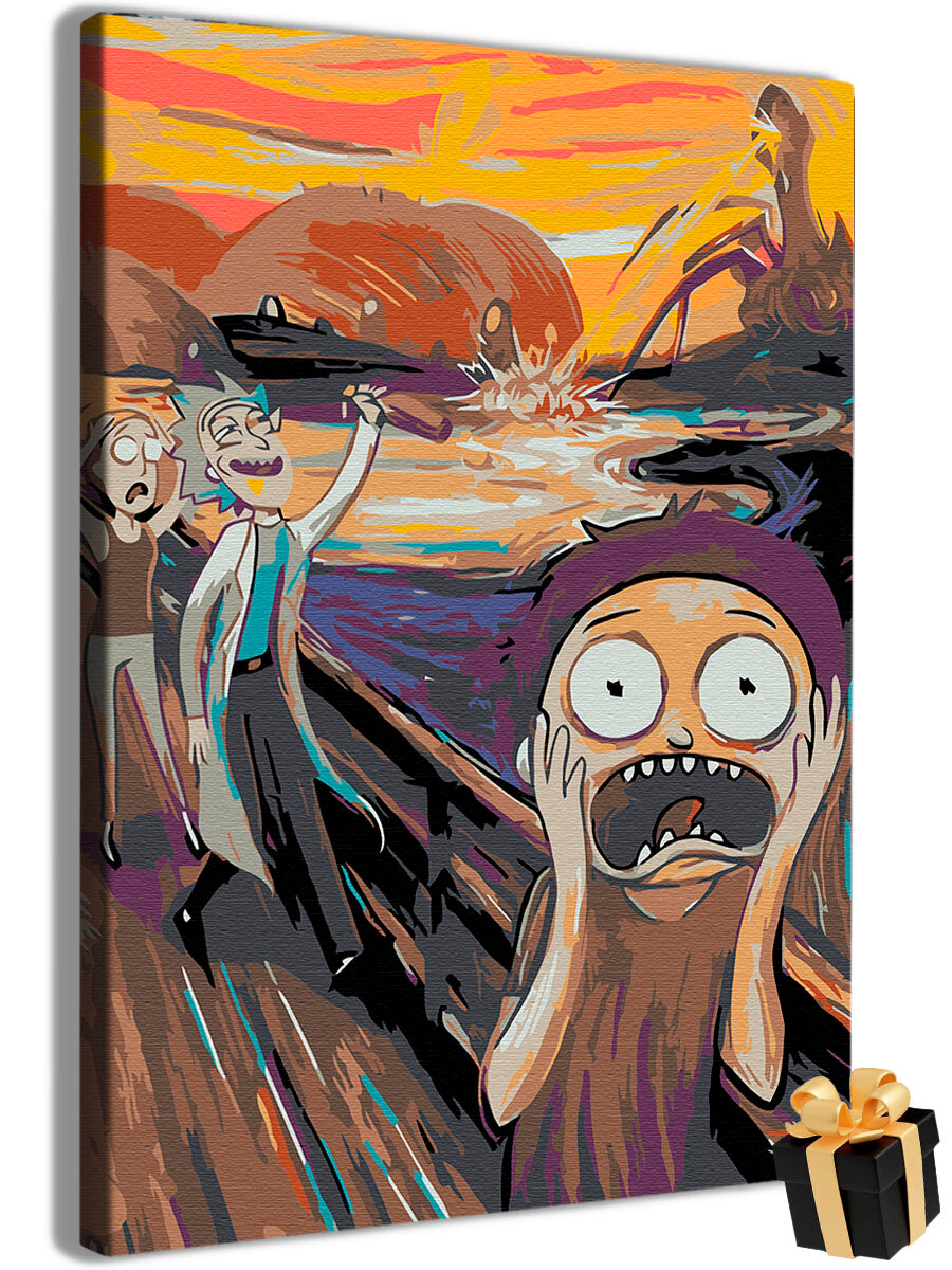 Картина по номерам Рик и морти Ван гог Крик / Rick and Morty Van Gogh Scream холст на подрамнике 40*60