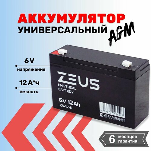 Аккумулятор для ИБПсистем сигнализациидетского электромобиля ZEUS ZA 12 Ач 6В 2869₽