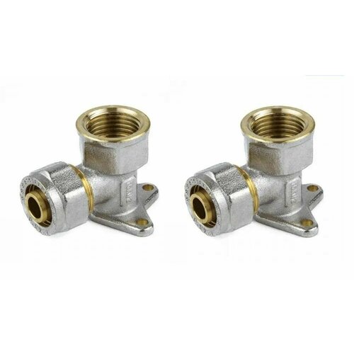 Водорозетка обжимная 16 мм х 34 вн р для металлопластиковых труб 16 20 Латунный угольник под обжим с креплением и переходом на внешнюю резьбу ДУ20 600₽