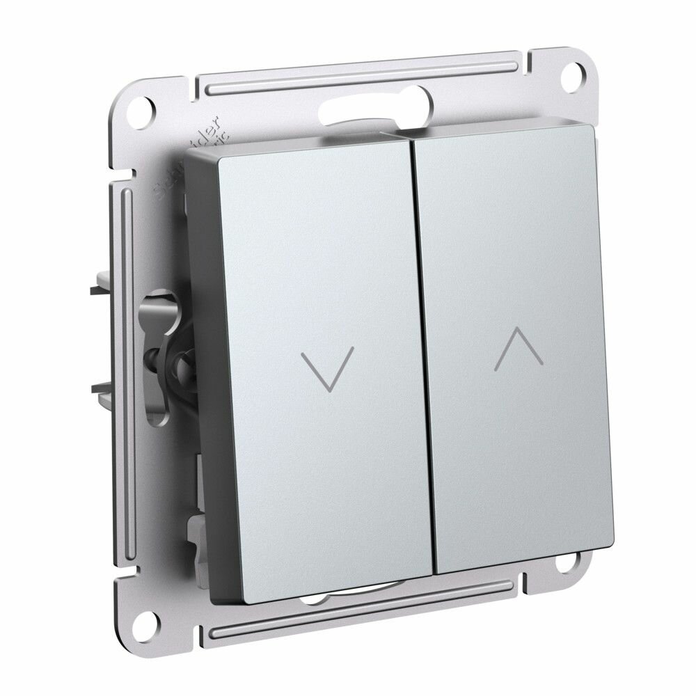 фото Systeme Electric AtlasDesign Алюминий Выключатель 2-клавишный жалюзи, 10А, механизм, арт. ATN000319
