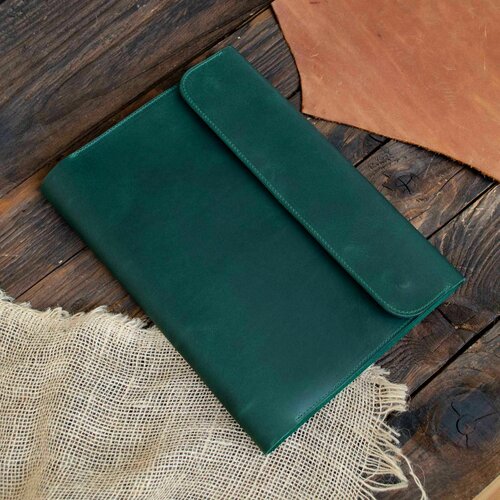 Изображение товара Кожаный блокнот на кольцах формата А4. С отделениями для карточек. Зеленый