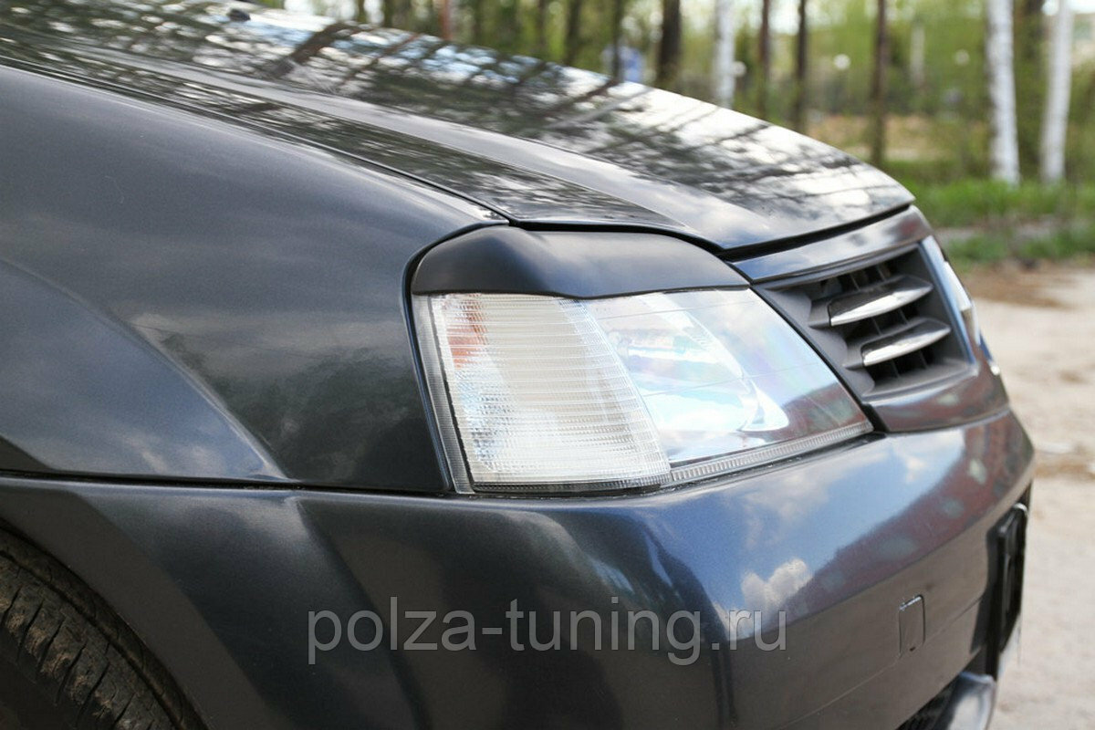 Накладки на передние фары (реснички) 2шт. Renault Logan 2004-2013  Lada Largus 2012-2020