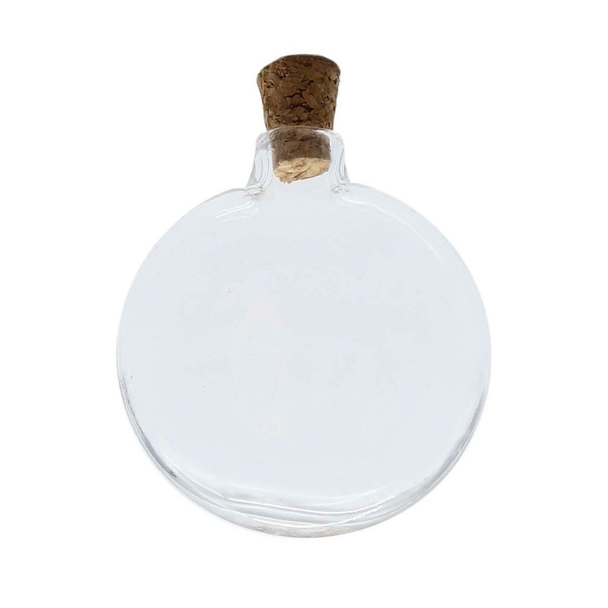 Декоративная бутылочка Astra&Craft круглая, плоская, с пробковой крышечкой, 3,8х3,8 см, 4 шт, стекло