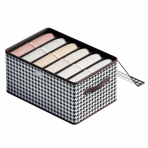 Ящик для хранения одежды цвет Blackwhite houndstooth размеры Large 6-отсеков с крышкой 430₽