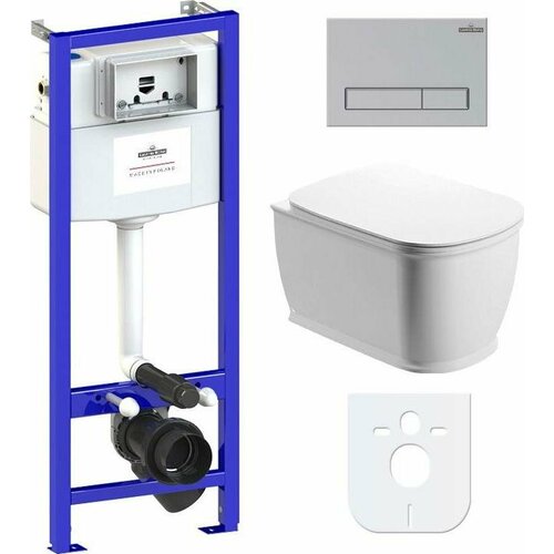 Комплект унитаз с инсталляцией Lavinia Boho Bell Pro 77040039 с сиденьем микролифт и клавишей смыва
