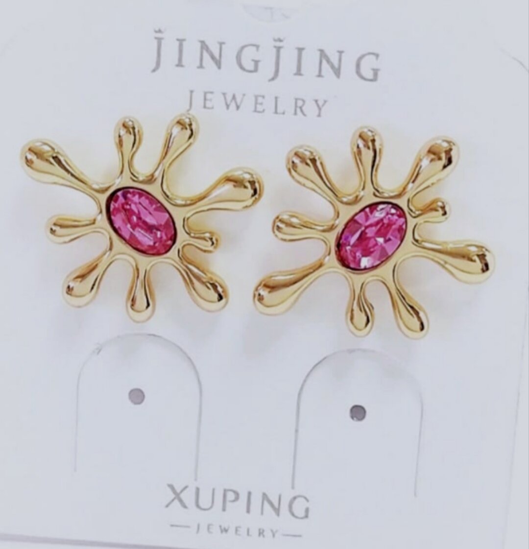 Серьги двусторонние XUPING JEWELRY, кристалл, размер 20 мм, золотистый