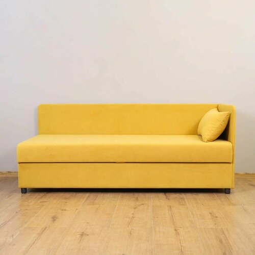 Диван-кровать, тахта с ящиком для белья , цвет желтый, правый угол