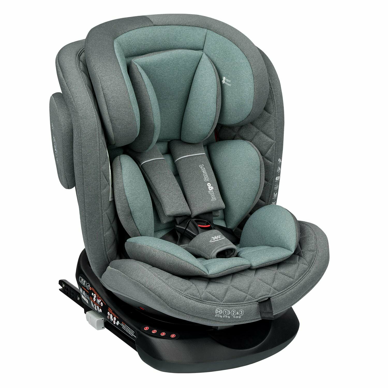 Автокресло Indigo SMART Isofix, серо-зеленый