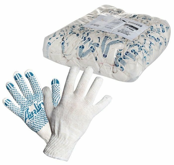 Перчатки ХБ с ПВХ покрытием, белые, (1 пара), 42гр, 150Т/7,5 класс AWGC02