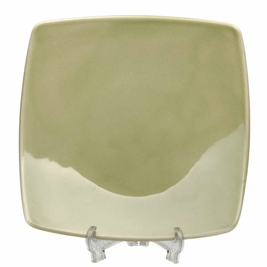 фото Тарелка квадратная ф. Принц 190 х190 мм Акварель фисташковая Башкирский фарфор