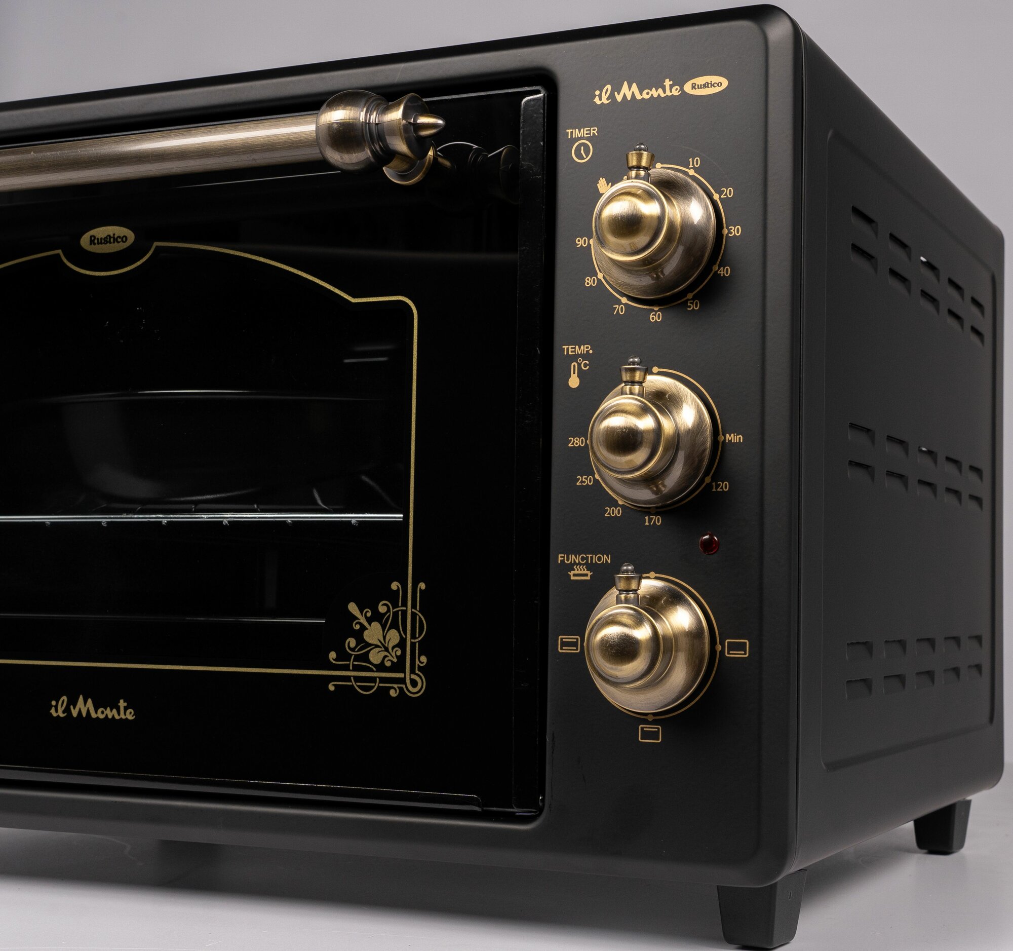 фото Духовка электрическая настольная, 40 л, Деревенский стиль, Двойное стекло, Фиксация дверцы, Автоотключение по таймеру, Термостат 60-280 С, il Monte EO-4015