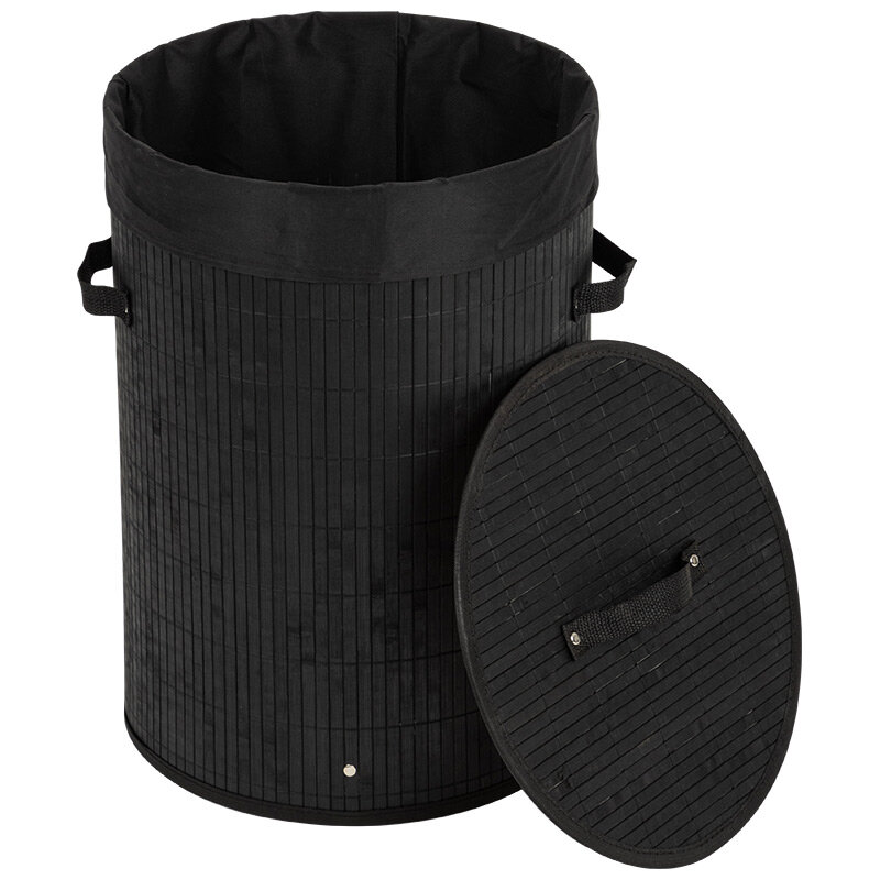 фото Корзина для белья BLB-01-B, бамбук, цвет черный, размер 34,5x50см (104487)